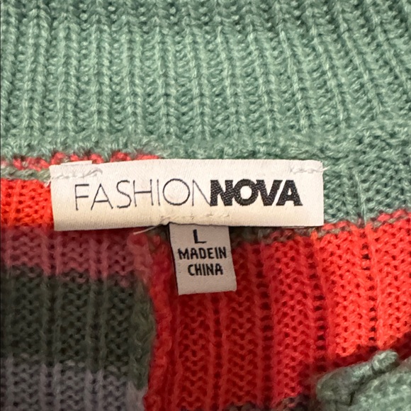 NWOT Fashion Nova vibrant striped maxi sweater dress - Picture 3 of 4